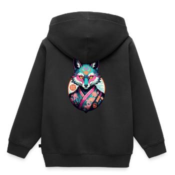 Japanische Kitsune Maske Anime Kawaii Fuchsgeist - Kinder Premium Organic Hoodie - Schwarz - Hinten - AI Model Kid Male (0cm)