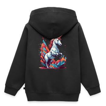 Einzigartiges Einhorn Fantasie Leuchtende Farben - Kinder Premium Organic Hoodie - Schwarz - Hinten - AI Model Kid Male (0cm)