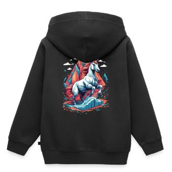 Licornes drôles Licorne aux couleurs vives - Sweat Premium à capuche enfant bio - noir - Dos - AI Model Kid Male (0cm)