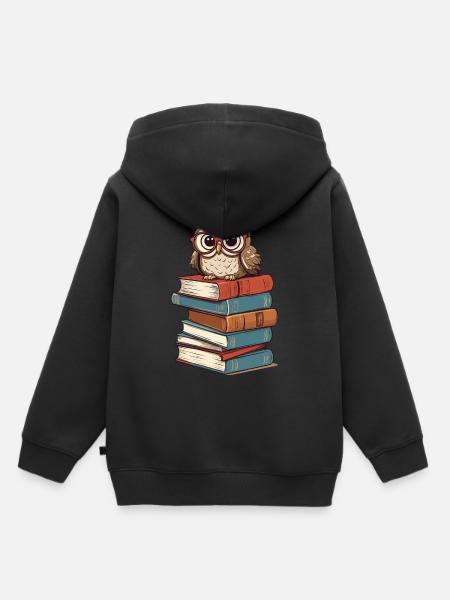 Libros Búho para los amantes de los búhos y los ratones de biblioteca - Sudadera Premium con capucha infantil orgánica - negro