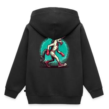Zombie Einhorn Undead Mystical Creature Halloween - Kinder Premium Organic Hoodie - Schwarz - Hinten - AI Model Kid Male (0cm)