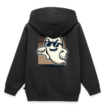 Un fantôme cool donne des pouces vers le bas drôle Halloween - Sweat Premium à capuche enfant bio - noir - Dos - AI Model Kid Male (0cm)