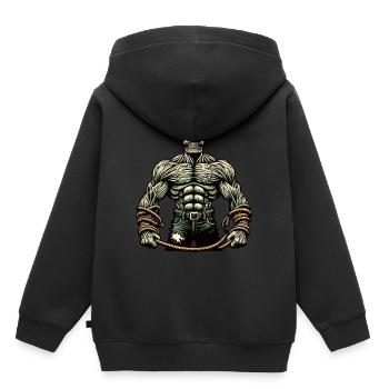 Muskulöser Bodybuilder Halloween Kostüm Deko - Kinder Premium Organic Hoodie - Schwarz - Hinten - AI Model Kid Male (0cm)