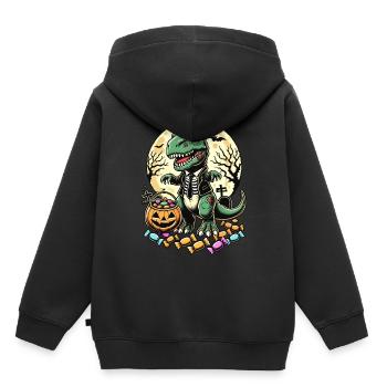 Drôle T-Rex Zombie Menteur Bonbons - Sweat Premium à capuche enfant bio - noir - Dos - AI Model Kid Male (0cm)