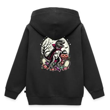 Drôle T-Rex vampire menteur bonbons - Sweat Premium à capuche enfant bio - noir - Dos - AI Model Kid Male (0cm)
