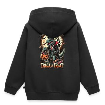 Drôle T-Rex vampire menteur bonbons - Sweat Premium à capuche enfant bio - noir - Dos - AI Model Kid Male (0cm)
