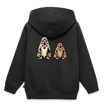 Gespenstische Party Trick Or Treat - Kinder Premium Organic Hoodie - Schwarz - Hinten - AI Model Kid Male (0cm)