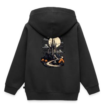 Château hanté effrayant Château hanté magique - Sweat Premium à capuche enfant bio - noir - Dos - AI Model Kid Male (0cm)