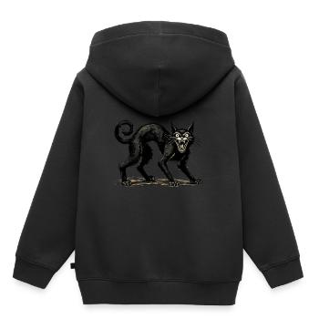 Gruselige Schwarze Hexenkatze Außergewöhnlich - Kinder Premium Organic Hoodie - Schwarz - Hinten - AI Model Kid Male (0cm)