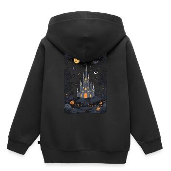 Château hanté effrayant Château hanté magique - Sweat Premium à capuche enfant bio - noir - Dos - AI Model Kid Male (0cm)