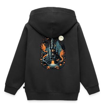 Château hanté effrayant Château hanté magique - Sweat Premium à capuche enfant bio - noir - Dos - AI Model Kid Male (0cm)