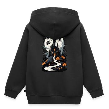 Château hanté effrayant Château hanté magique - Sweat Premium à capuche enfant bio - noir - Dos - AI Model Kid Male (0cm)