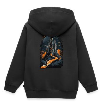 Château hanté effrayant Château hanté magique - Sweat Premium à capuche enfant bio - noir - Dos - AI Model Kid Male (0cm)