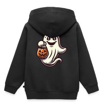 Mignon Halloween Ghost Trick Or Treat - Sweat Premium à capuche enfant bio - noir - Dos - AI Model Kid Male (0cm)