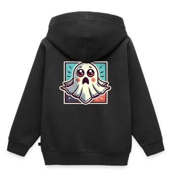 Erschrockenes Gespenst Lustiges Geister Design - Kinder Premium Organic Hoodie - Schwarz - Hinten - AI Model Kid Male (0cm)