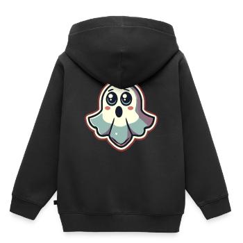 Erschrockenes Gespenst Lustiges Geister Design - Kinder Premium Organic Hoodie - Schwarz - Hinten - AI Model Kid Male (0cm)