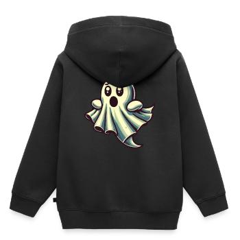 Erschrockenes Gespenst Lustiges Geister Design - Kinder Premium Organic Hoodie - Schwarz - Hinten - AI Model Kid Male (0cm)