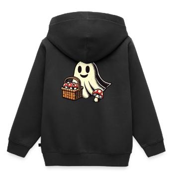 unheMushroom Picker Ghost Amateur de champignons fantomatiques - Sweat Premium à capuche enfant bio - noir - Dos - AI Model Kid Male (0cm)