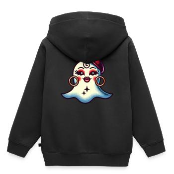 Drôle Glamour Goule Flashy Halloween - Sweat Premium à capuche enfant bio - noir - Dos - AI Model Kid Male (0cm)