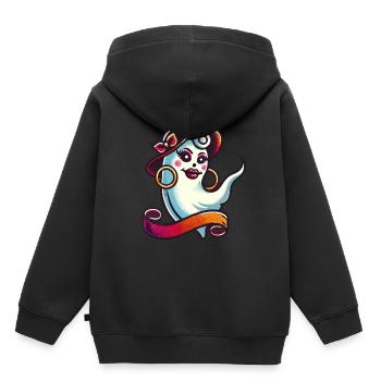 Drôle Glamour Goule Flashy Halloween - Sweat Premium à capuche enfant bio - noir - Dos - AI Model Kid Male (0cm)