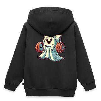 Fun gym Entraînement Renforcement musculaire - Sweat Premium à capuche enfant bio - noir - Dos - AI Model Kid Male (0cm)