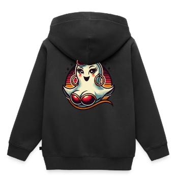 Drôle Glamour Goule Flashy Halloween - Sweat Premium à capuche enfant bio - noir - Dos - AI Model Kid Male (0cm)