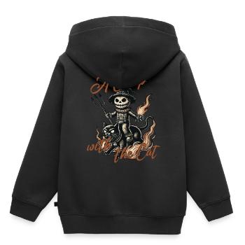 Halloween: Ein Unheimlicher Mit Der Katze - Kinder Premium Organic Hoodie - Schwarz - Hinten - AI Model Kid Male (0cm)