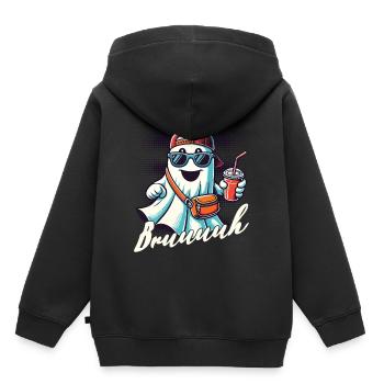 Unheimliches Halloween Gespenst Bruh - Kinder Premium Organic Hoodie - Schwarz - Hinten - AI Model Kid Male (0cm)