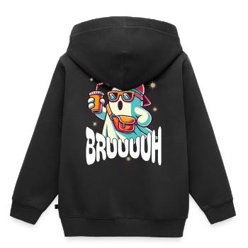 Unheimliches Halloween Gespenst Bruh - Kinder Premium Organic Hoodie - Schwarz - Hinten - AI Model Kid Male (0cm)