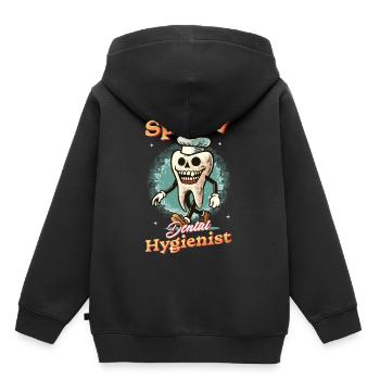 Spooky Zahnhygieniker Halloween Spaß - Kinder Premium Organic Hoodie - Schwarz - Hinten - AI Model Kid Male (0cm)