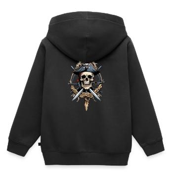 Piratenflaggen Skull Jolly Roger Pirat Kostüm - Kinder Premium Organic Hoodie - Schwarz - Hinten - AI Model Kid Male (0cm)