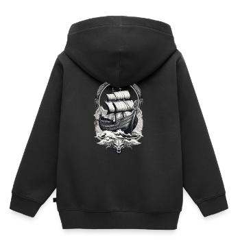 Adventurous Viking journey on the high seas - Kids Premium Organic Hoodie - black - Back - AI Model Kid Male (0cm)