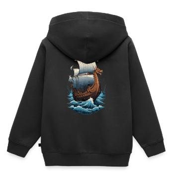 Viking Dragon Boat on the High Seas - Kids Premium Organic Hoodie - black - Back - AI Model Kid Male (0cm)