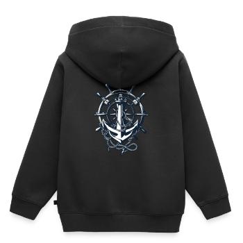 Kapitän Steuerrad Anker Abenteuer Segen - Kinder Premium Organic Hoodie - Schwarz - Hinten - AI Model Kid Male (0cm)
