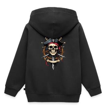 Piratenflaggen Skull Jolly Roger Pirat Kostüm - Kinder Premium Organic Hoodie - Schwarz - Hinten - AI Model Kid Male (0cm)