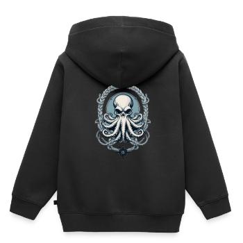 Pieuvre Monstre Marin Style Vintage - Sweat Premium à capuche enfant bio - noir - Dos - AI Model Kid Male (0cm)