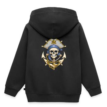 Lustiges Piraten Outfit Jolly Roger Design - Kinder Premium Organic Hoodie - Schwarz - Hinten - AI Model Kid Male (0cm)