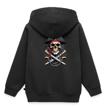 Piraten Kostüm Design Piratenflagge Jolly Roger - Kinder Premium Organic Hoodie - Schwarz - Hinten - AI Model Kid Male (0cm)