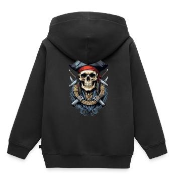 Piraten Kostüm Design Piratenflagge Jolly Roger - Kinder Premium Organic Hoodie - Schwarz - Hinten - AI Model Kid Male (0cm)