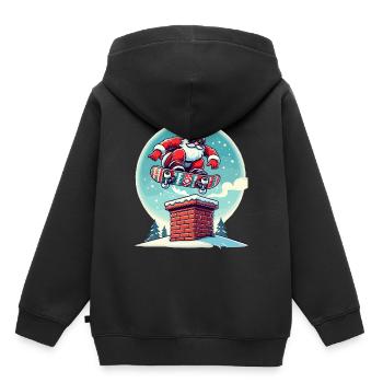 Skateboardender Weihnachtsmann Spaßiger Winter - Kinder Premium Organic Hoodie - Schwarz - Hinten - AI Model Kid Male (0cm)
