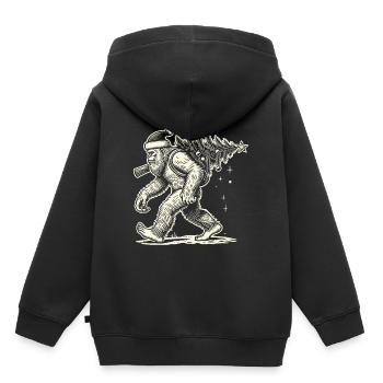 Weihnachtlicher Bigfoot Mit Tannenbaum - Kinder Premium Organic Hoodie - Schwarz - Hinten - AI Model Kid Male (0cm)