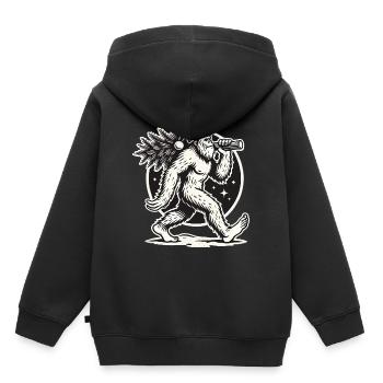 Weihnachtlicher Bigfoot Mit Tannenbaum - Kinder Premium Organic Hoodie - Schwarz - Hinten - AI Model Kid Male (0cm)