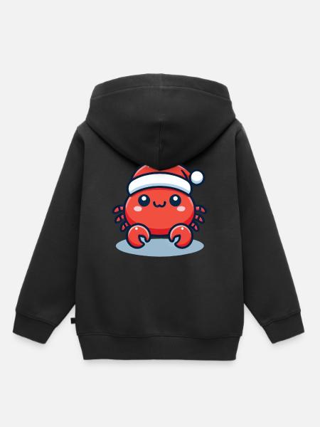 Fröhliche Krabbe Weihnachten Hut - Kinder Premium Organic Hoodie - Schwarz