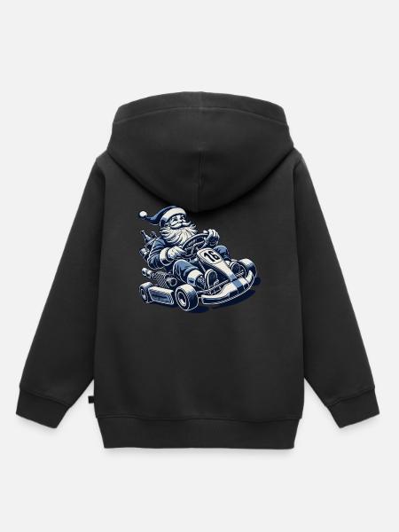 Weihnachtsmann Go-Kart Retro Stil - Kinder Premium Organic Hoodie - Schwarz