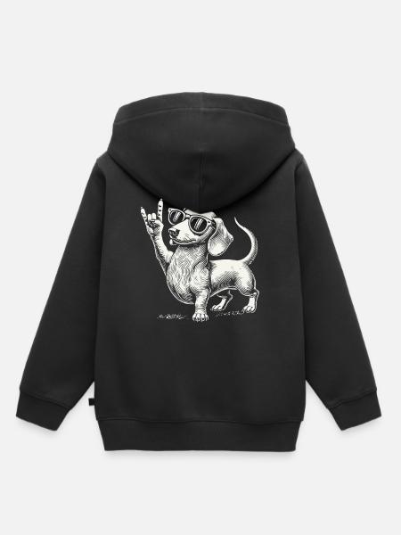 Musique rock Drôle Heavy Metal Teckel Concert - Sweat Premium à capuche enfant bio - noir