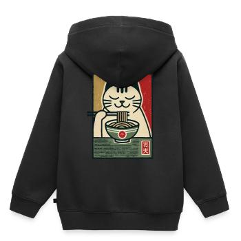 Ramen Nudeln Katzenliebhaber Retro Kawaii Katzen - Kinder Premium Organic Hoodie - Schwarz - Hinten - AI Model Kid Male (0cm)