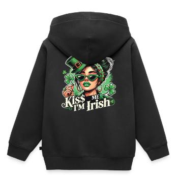 Kiss Me I'm Irish St. Patrick's Day Charme - Kinder Premium Organic Hoodie - Schwarz - Hinten - AI Model Kid Male (0cm)