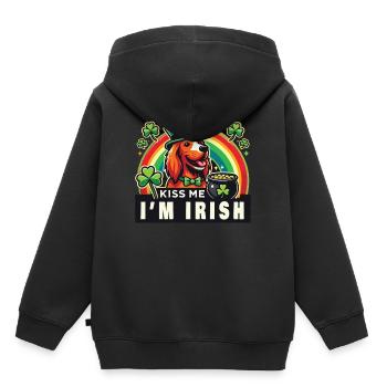 Kiss Me I'm Irish Hund St. Patrick's Day - Kinder Premium Organic Hoodie - Schwarz - Hinten - AI Model Kid Male (0cm)
