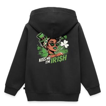 St. Patrick's Day Kiss Me I'm Irish Design - Kinder Premium Organic Hoodie - Schwarz - Hinten - AI Model Kid Male (0cm)