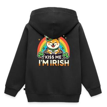 Kiss Me I'm Irish St. Patrick's Day Hund - Kinder Premium Organic Hoodie - Schwarz - Hinten - AI Model Kid Male (0cm)